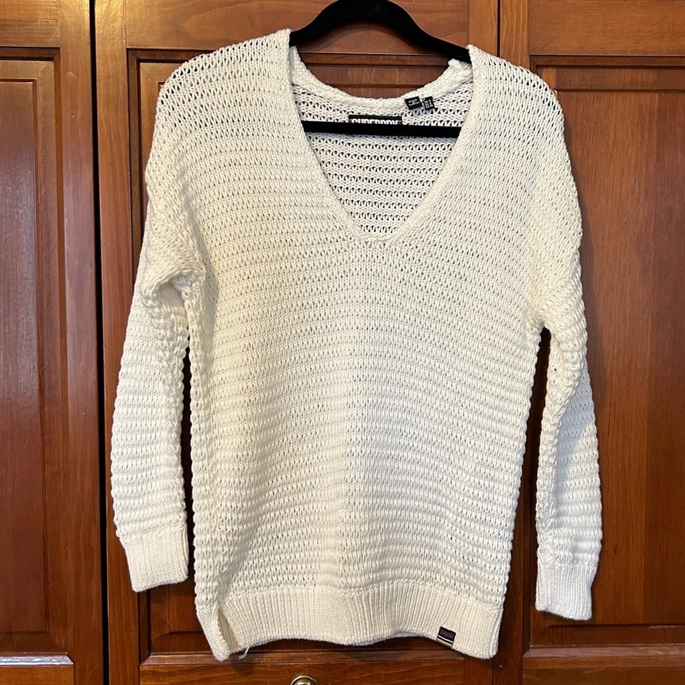 Superdry White Cotton Knit Sweater Size 4